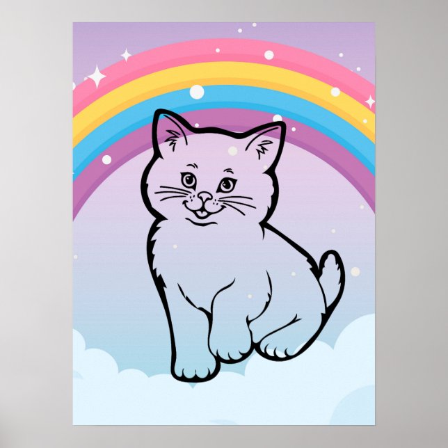 Poster gatinho arco-íris (Frente)