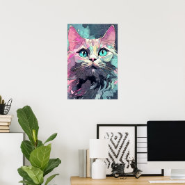 Poster Gatinho Azul Místico | Gato cúmulo