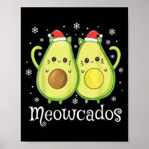 Poster Gatinho Bonito Avocado Pun Engraçado Xmas Comida A