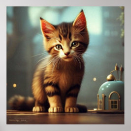 Poster Gatinho bonito, pequeno gatinho, castanho claro e 