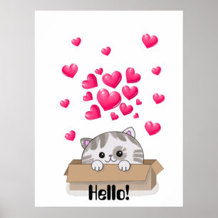 Poster Gatinho bonito saindo de uma caixa