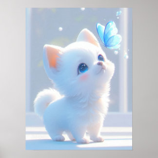Poster Gatinho Branco Bonito