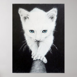 Pôster Gatinho branco fofo Desenho de animal Arte Amantes