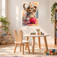 Gatinho Brincando com Fio de Rosa Amante de Gatos