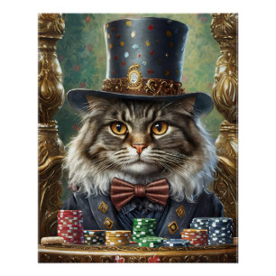 Pôster Gatinho Cavalheiro, Rico Gato jogando pôquer