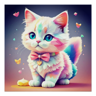 Pôster Gatinho Colorido Bonito-84301