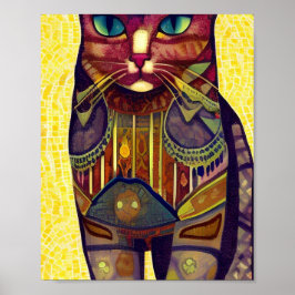 Poster Gatinho com estampas de abstrato de mosaico de gat