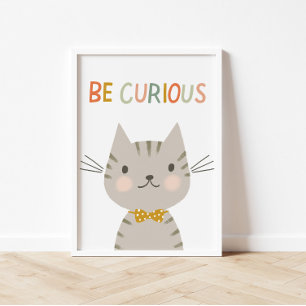 Poster Gatinho Curioso Que Seja Crianças Curiosas