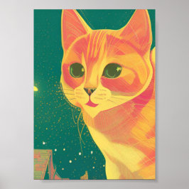 Poster Gatinho de arte da perspectiva da ilustração Ginge