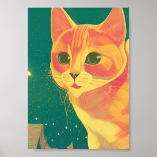 Poster Gatinho de arte da perspectiva da ilustração Ginge
