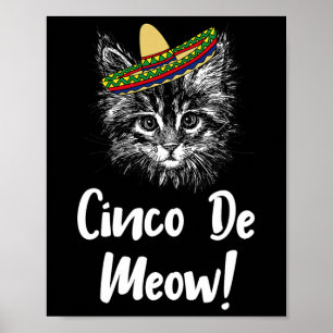 Poster Gatinho De Gato Engraçado Meow Cinco De Mayo Camis