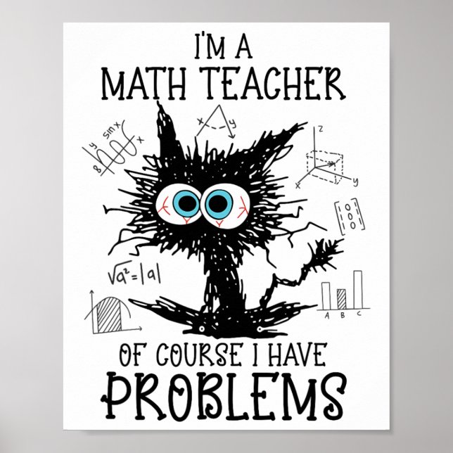 Poster Gatinho de Gato Negro, sou professor de Matemática (Frente)