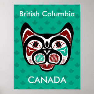 Poster Gatinho de Gráficos Red Black Vetor Nativo Americ