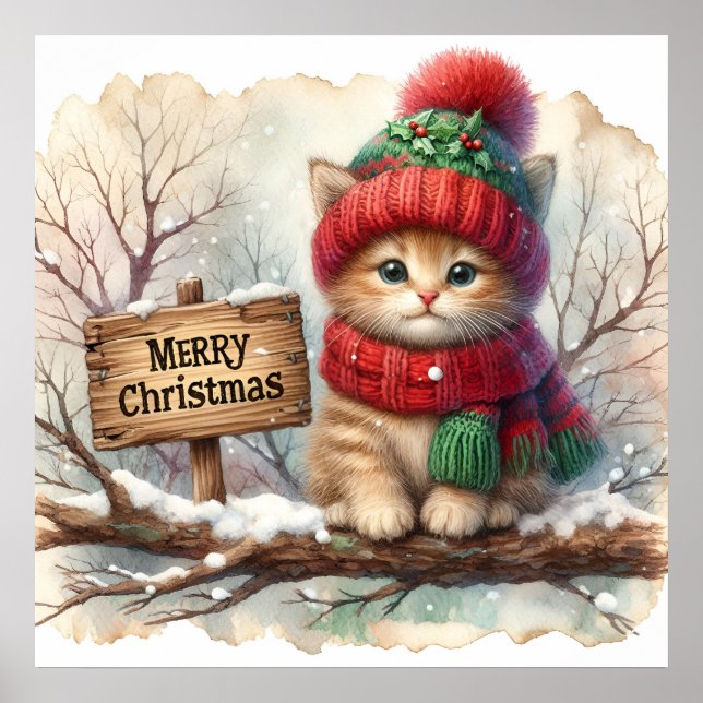 Poster Gatinho de Natal (Frente)