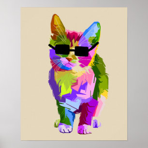 Poster Gatinho de pop de arte legal de arte moderna