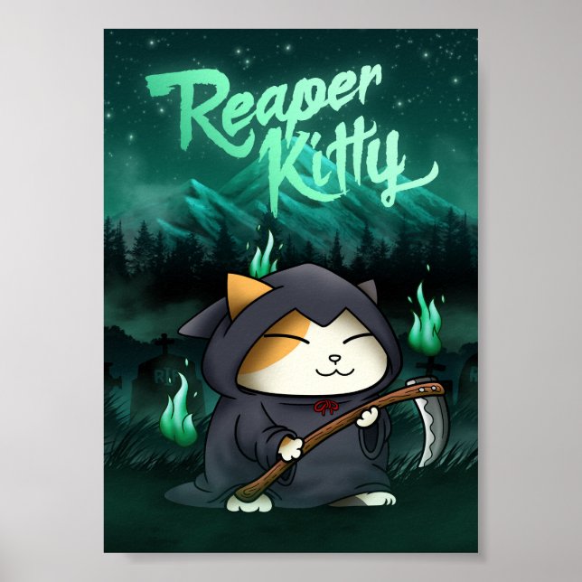 Poster Gatinho de Receptores Halloween Grim (Frente)