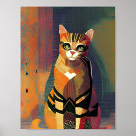 Poster Gatinho de retrato de abstrato de mosaico de Cat m
