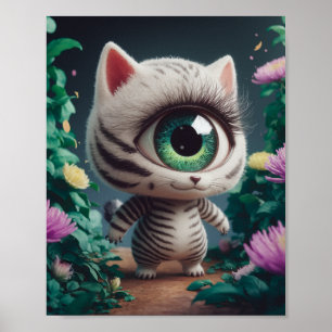 Poster Gatinho de Zebra Surreal de Um Olho