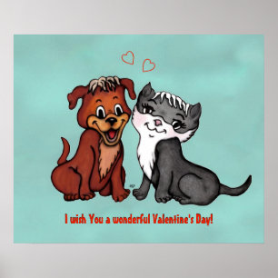 Poster Gatinho e pãozinho, Feliz Dia dos Namorados!