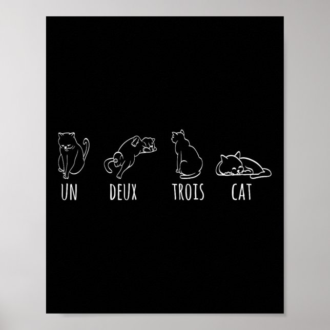 Poster Gatinho francês Abstrato Un Deux Trois Cat (Frente)
