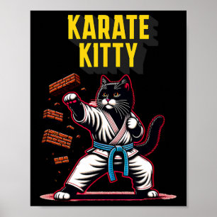 Poster Gatinho Funny Karate - Campeão Felino de Artes Mar