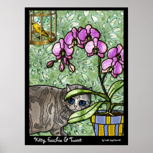 Poster Gatinho, Fuschia e Tweet