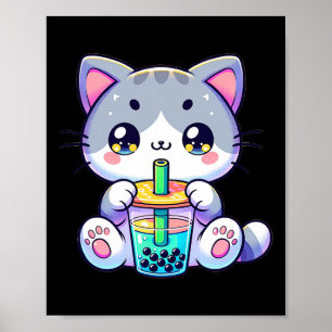 Poster Gatinho Gato de Chá Gato de Kawaii Bonito Animação
