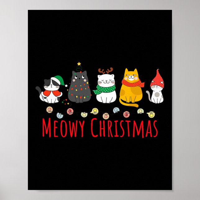 Poster Gatinho Gato de Santa Hat, Natal Holida (Frente)