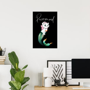 Poster Gatinho Gato-Purê - Design de Gato-Sereia Divertid