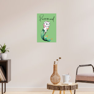 Poster Gatinho Gato-Purê - Design de Gato-Sereia Divertid