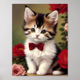 Poster Gatinho giro Vestindo um Arco vermelho
