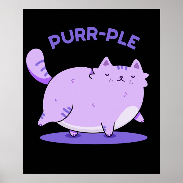 Poster Gatinho Gordo Engraçado Roxo Gatinho Gato Pun Escu (Frente)