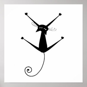 Pôster Gatinho irrisório preto 10