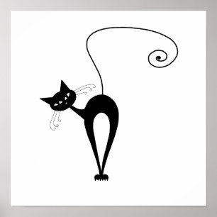 Pôster Gatinho irrisório preto 3