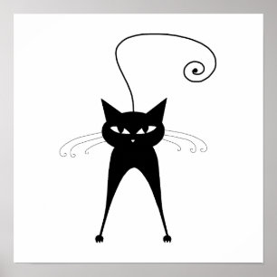 Pôster Gatinho irrisório preto 6