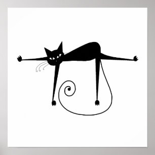 Pôster Gatinho irrisório preto 8