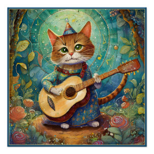 Pôster Gatinho Kat tocando violão