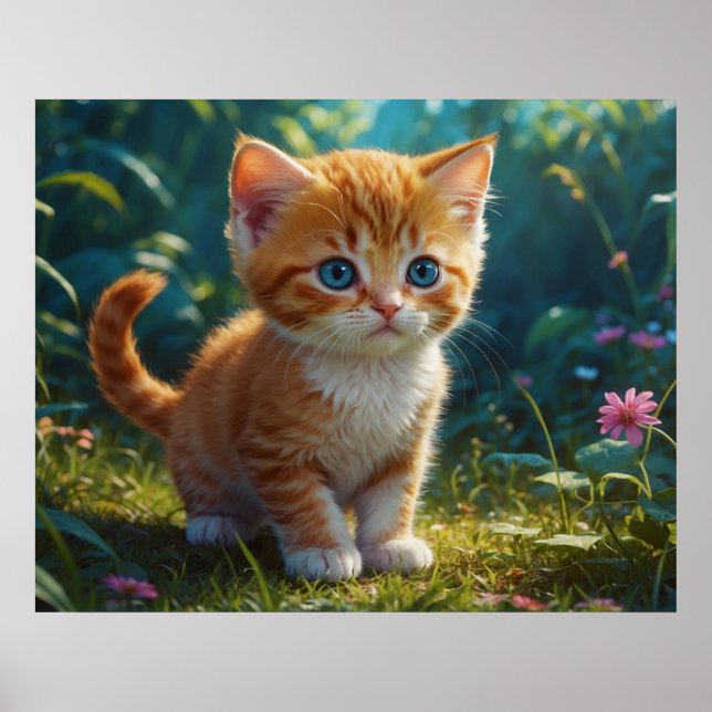 Poster *~* Gatinho Laranja AP68 5:4 Fluffy Feline Kitten (Frente)