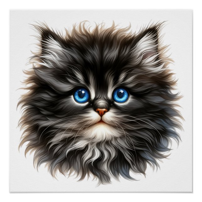 Pôster Gatinho liso adorável com olhos azuis (Frente)
