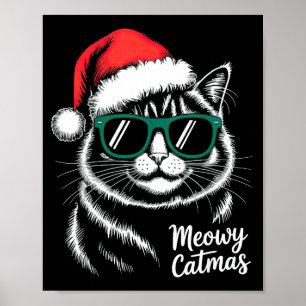 Poster Gatinho Meowy Natal Chapéu do Papai Noel Gato Nata