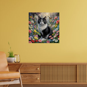 Poster Gatinho no jardim de flores