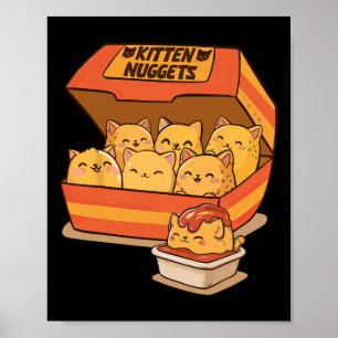 Poster Gatinho Nuggen Comida Bonita Galinha-do-gato-do-ma