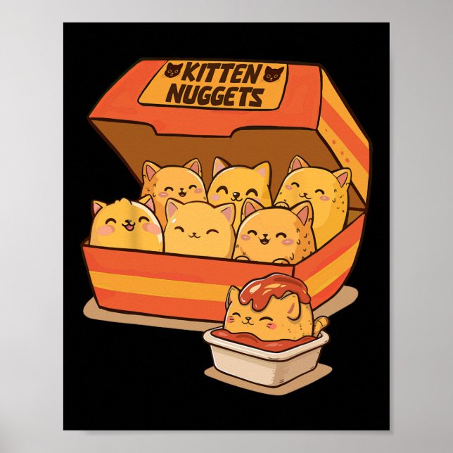 Poster Gatinho Nuggen Comida Bonita Galinha-do-gato-do-ma (Frente)