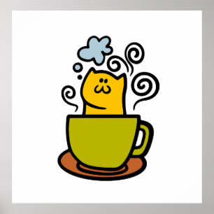 Poster Gatinho numa xícara de café
