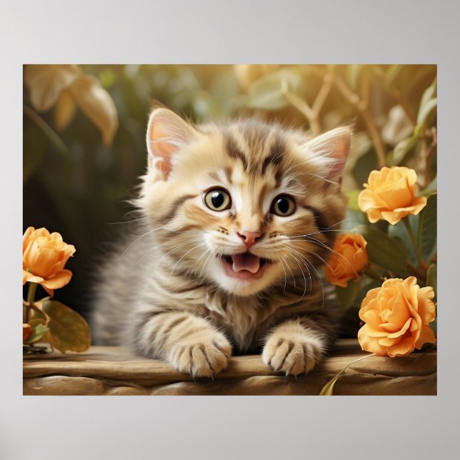 Poster *~* Gatinho Olá Floral 5:4 Kitten Cat AP68 (Frente)