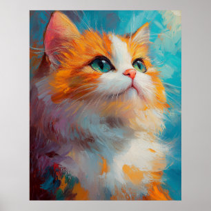 Poster Gatinho Persa Refinado — Ilustração Pastel Suave