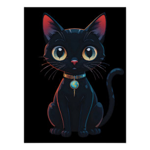 Pôster Gatinho Preto Assustador