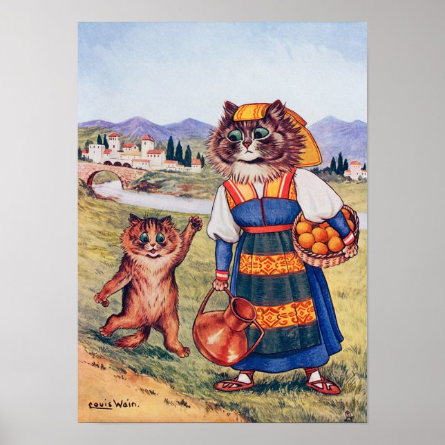 Poster Gatinho Quer uma Laranja, Louis Wain (Frente)