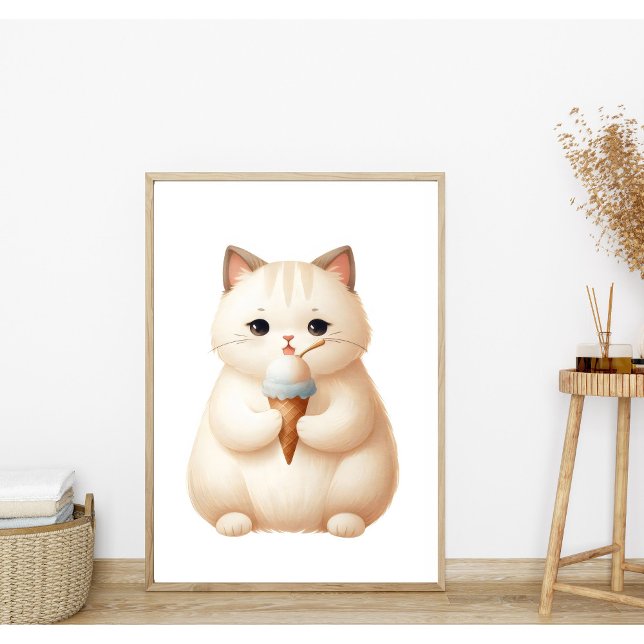 Poster Gatinho Redondo Fofinho Pastel com Casquinha de So (Criador carregado)