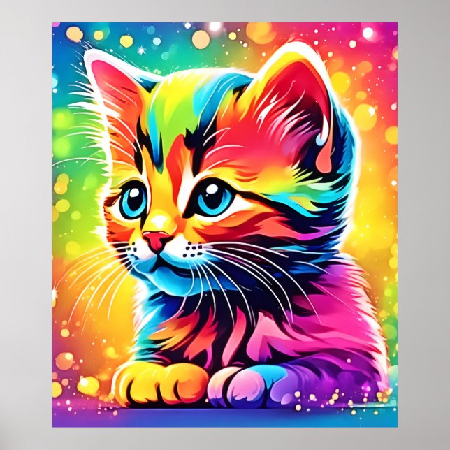 Poster Gatinho Sonho Arco-Íris (Frente)